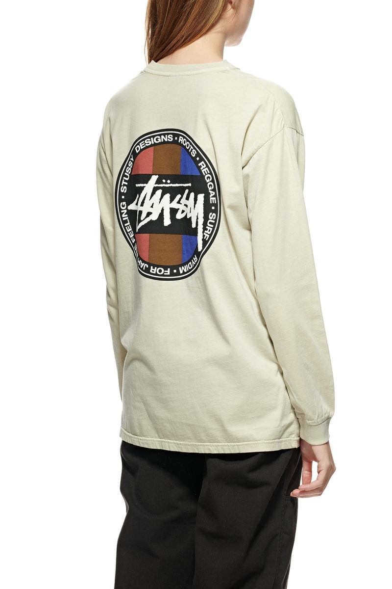 Stussy Roots Pigment LS Women's Sweatshirts White | IL0000952