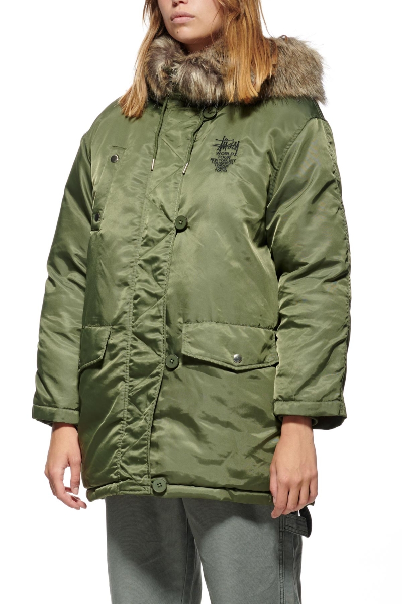 Stussy Ryerson Military Women's Jackets Green | IL0000356