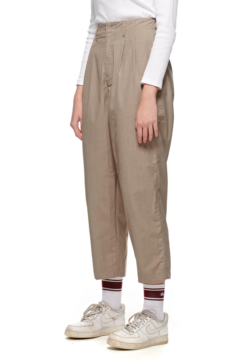 Stussy Sanford Pleated Trouser Women's Pants Brown | IL0000594