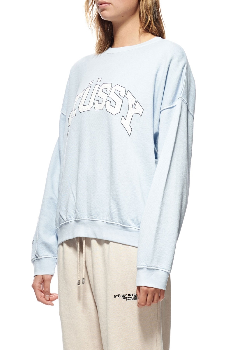 Stussy Scholarship BF Crew Women's Sweaters Blue | IL0000851