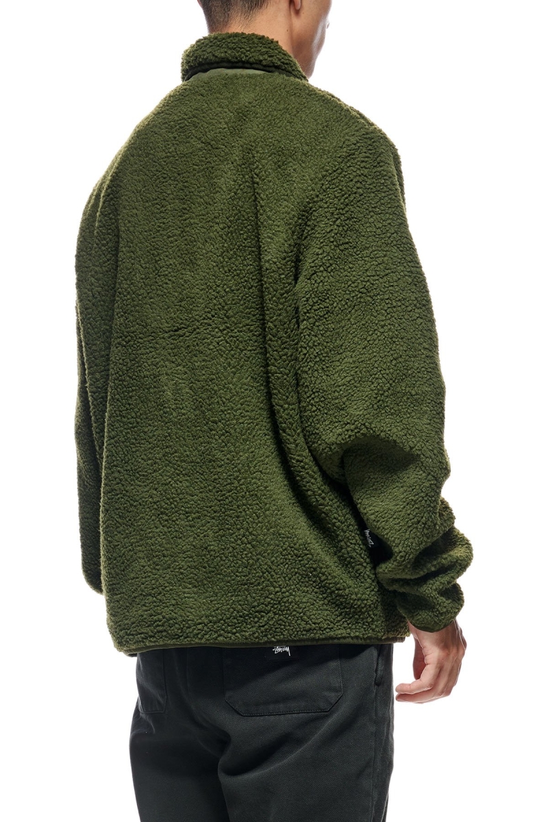 Stussy Sherpa Button Down Men's Jackets Green | IL0000358