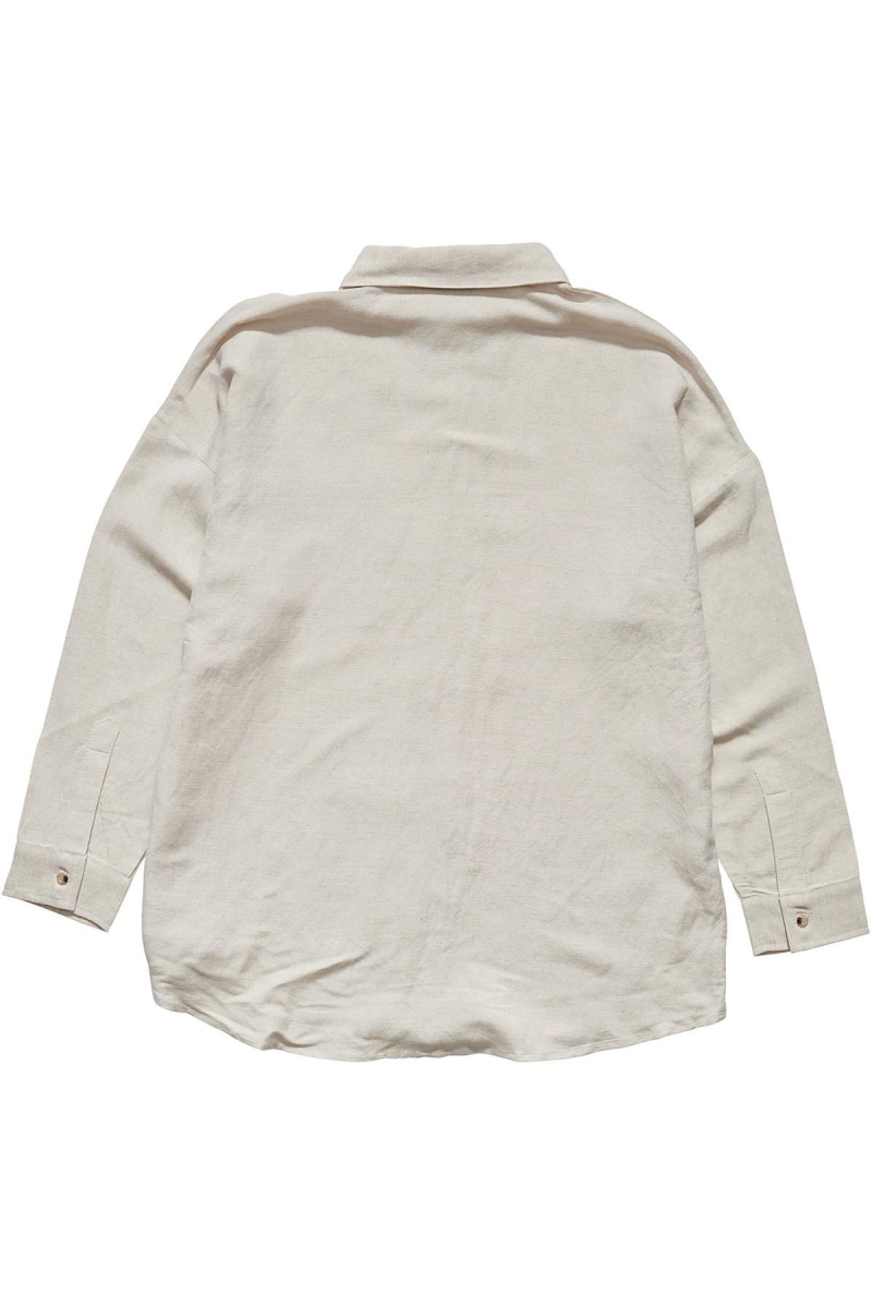 Stussy Shoreline BF Linen Shirt Women's Sportswear White | IL0000784