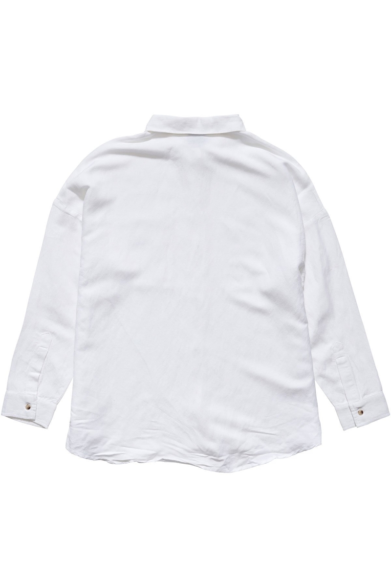 Stussy Shoreline BF Linen Shirt Women's Sportswear White | IL0000786