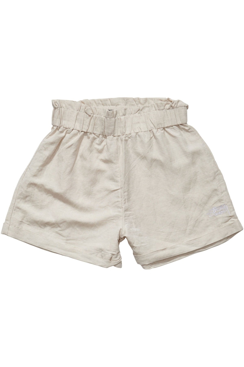 Stussy Shoreline Linen Beach Short Women\'s Shorts White | IL0000672