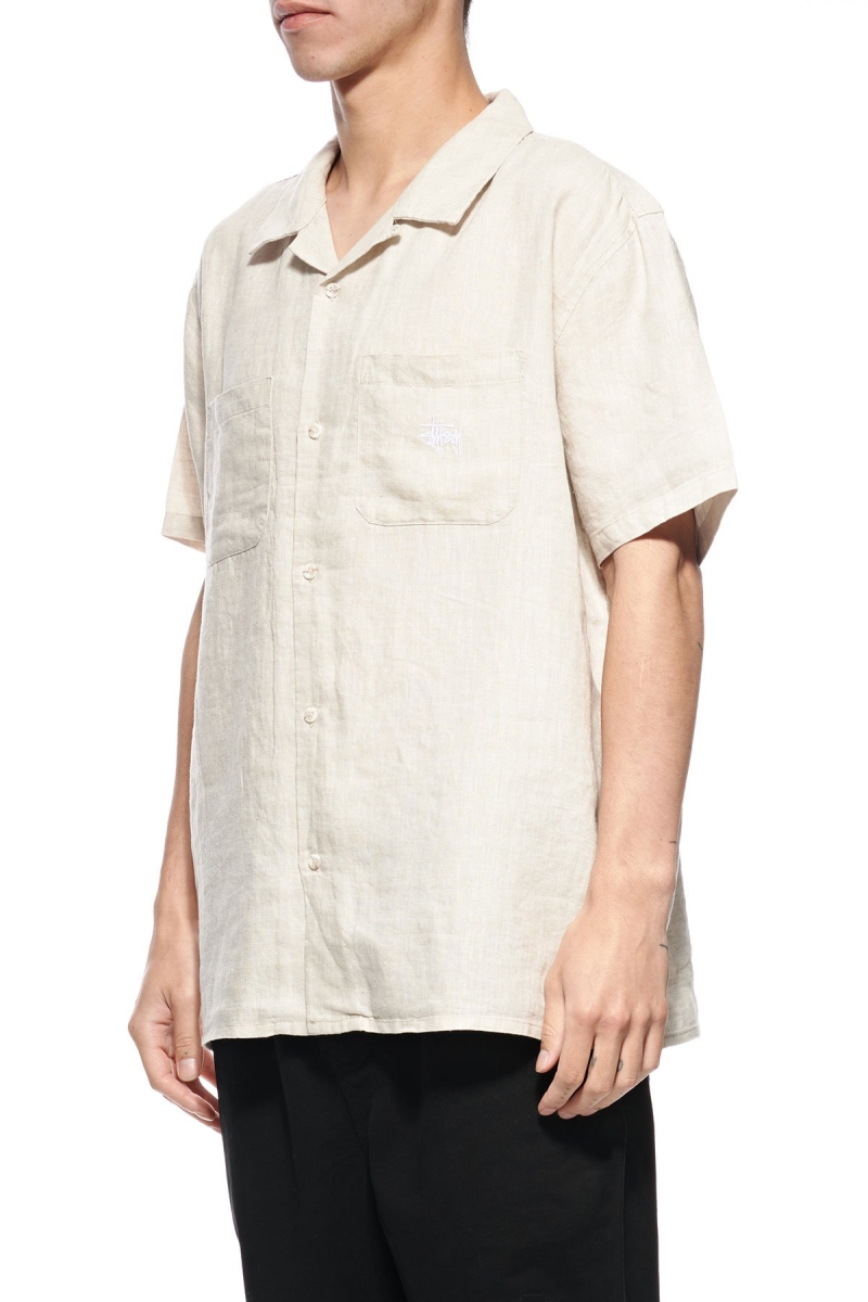 Stussy Short Linen SS Men's Shirts Yellow | IL0000333