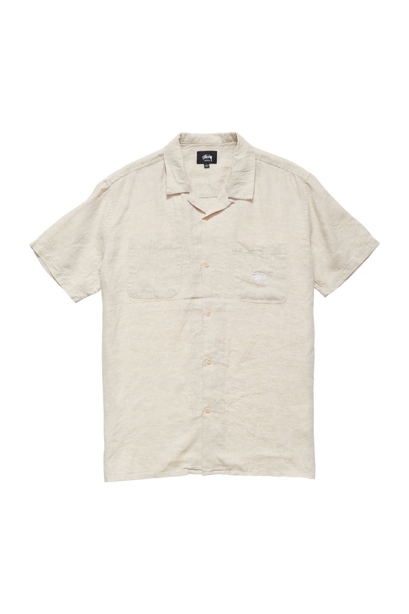 Stussy Short Linen SS Men\'s Shirts Yellow | IL0000333