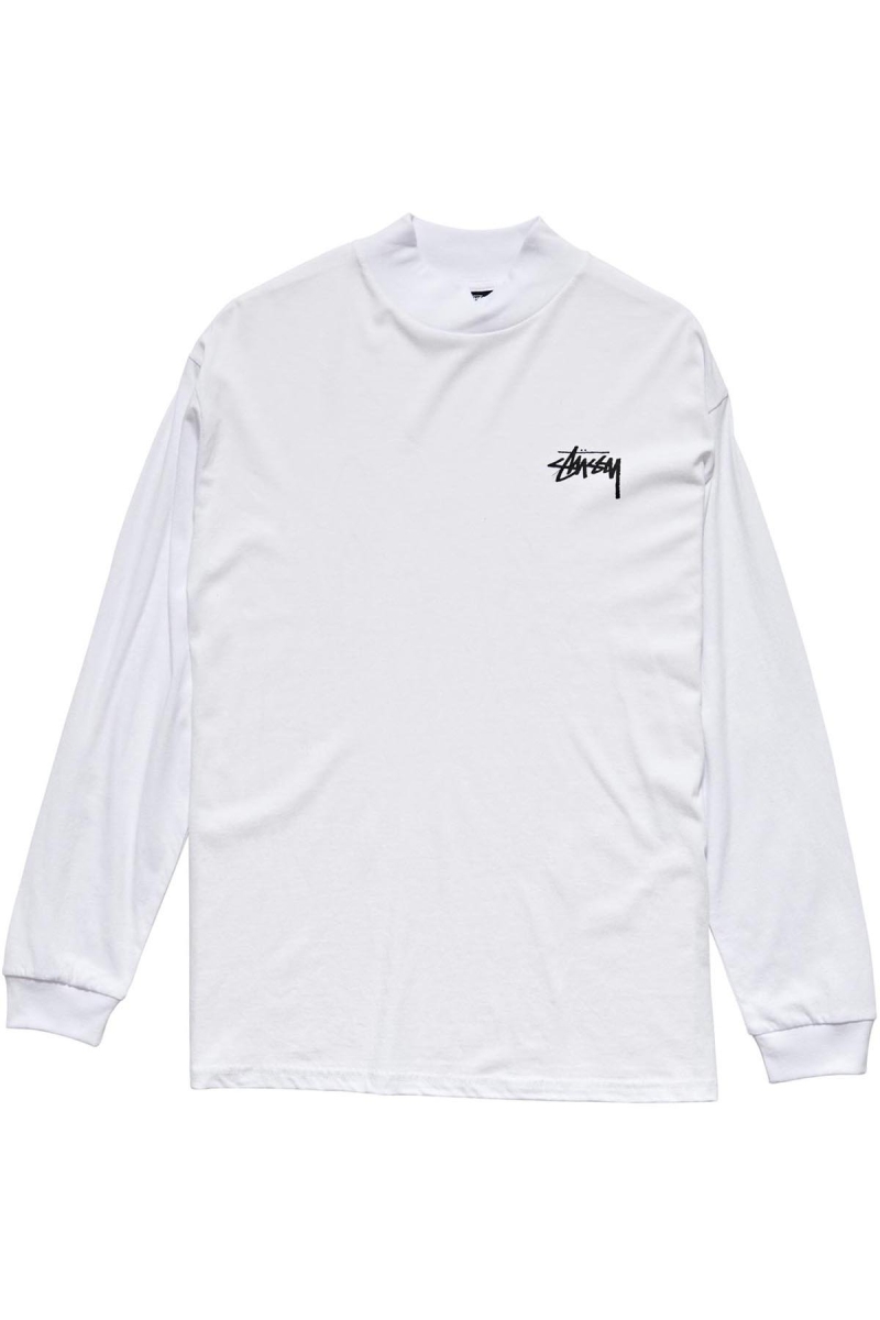 Stussy Shrooms Mock Neck LS Women's Sweatshirts White | IL0000954