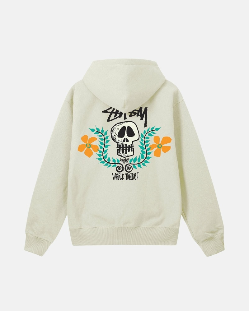 Stussy Skull Crest Men\'s Hoodies Beige | IL0000064