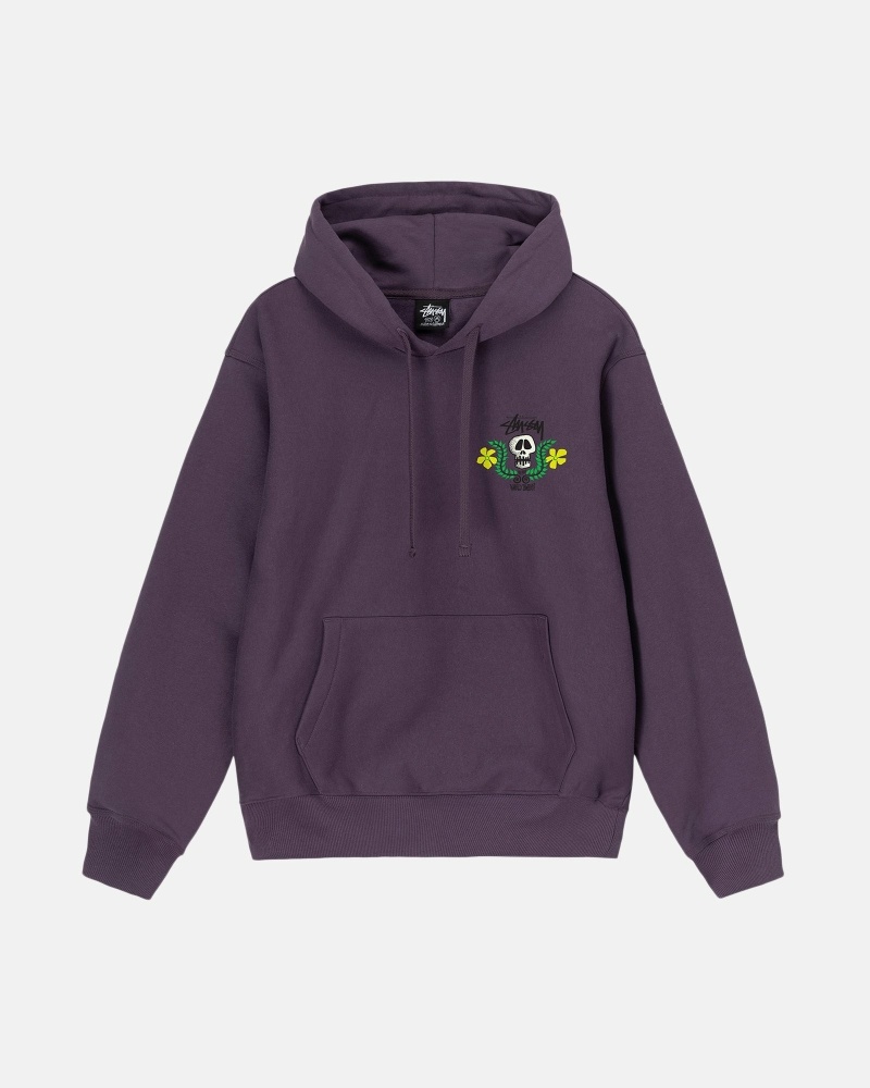 Stussy Skull Crest Men's Hoodies Purple | IL0000065