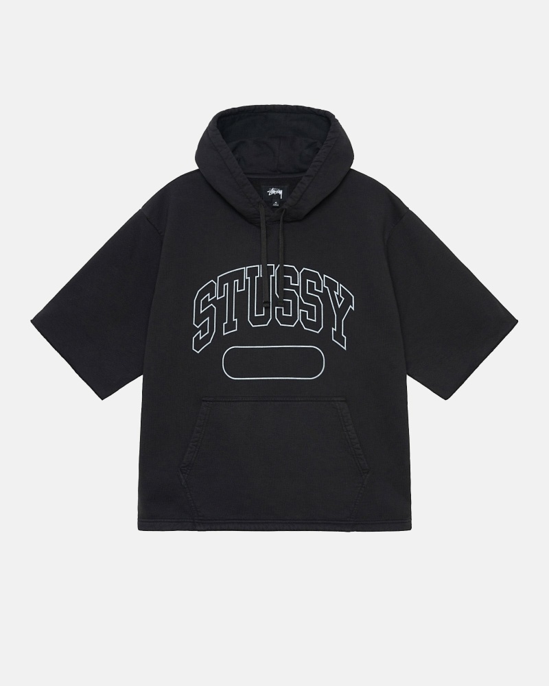 Stussy Ss Boxy Cropped Men\'s Hoodies Black | IL0000071