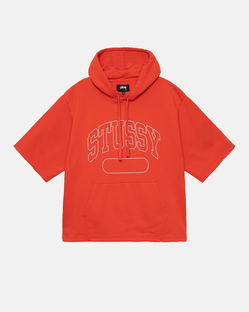 Stussy Ss Boxy Cropped Men\'s Hoodies Red | IL0000070