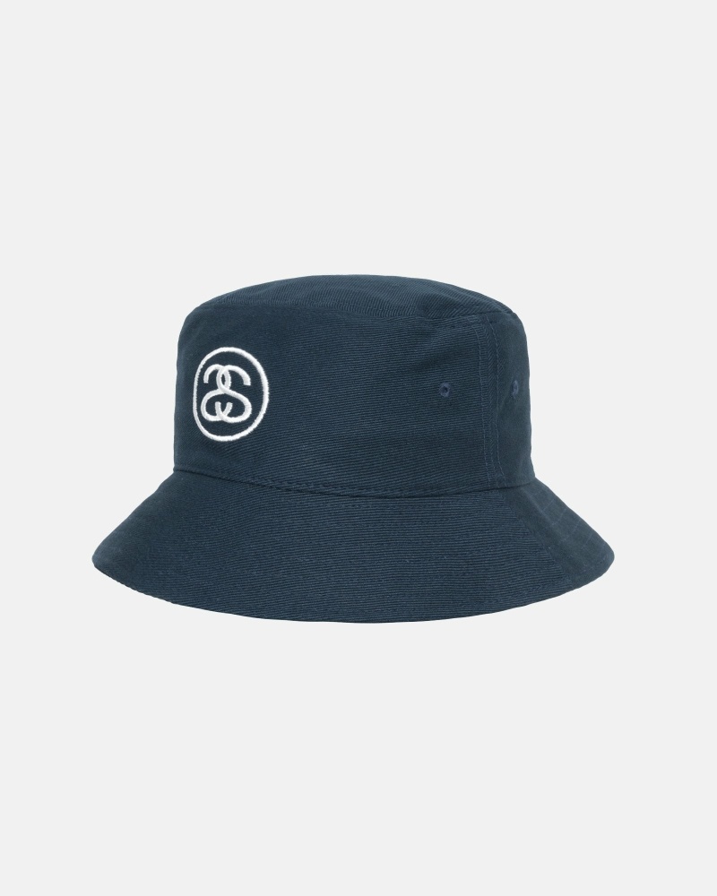 Stussy Ss Link Deep Men's Bucket Hats Navy | IL0000476