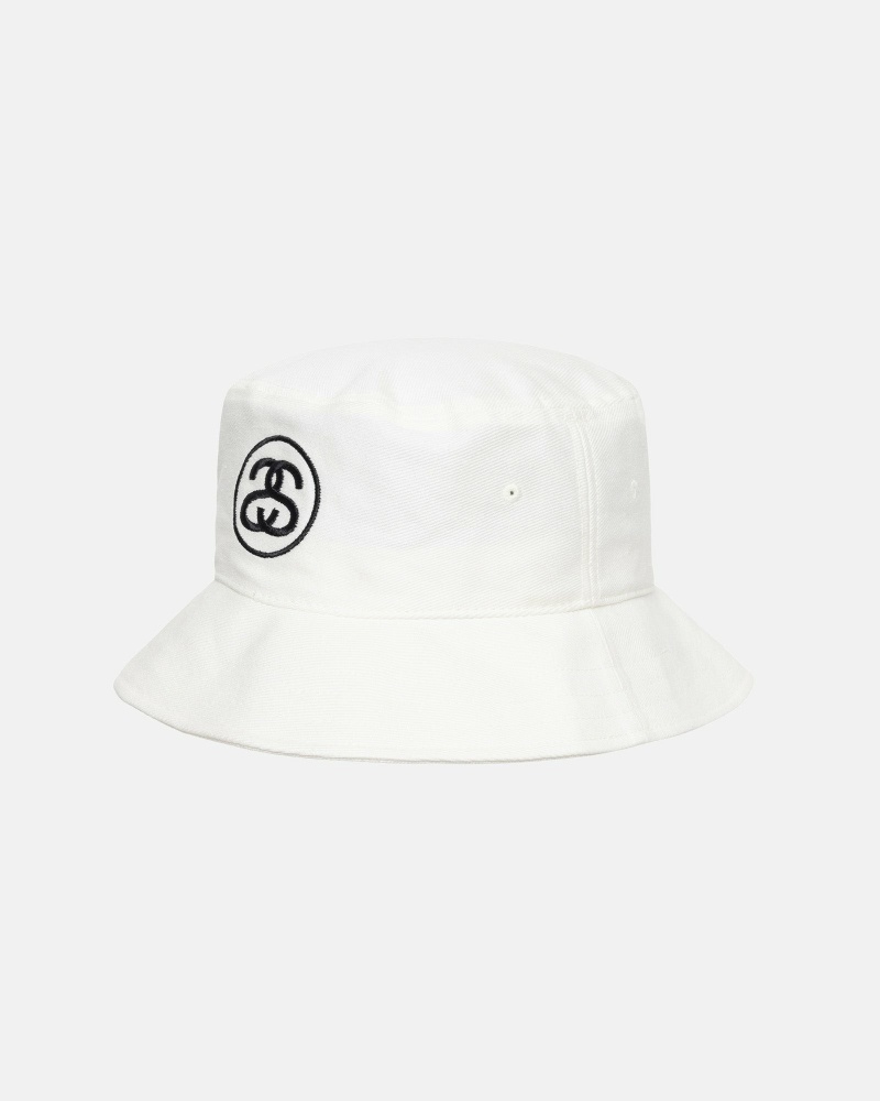 Stussy Ss Link Deep Men's Bucket Hats White | IL0000475