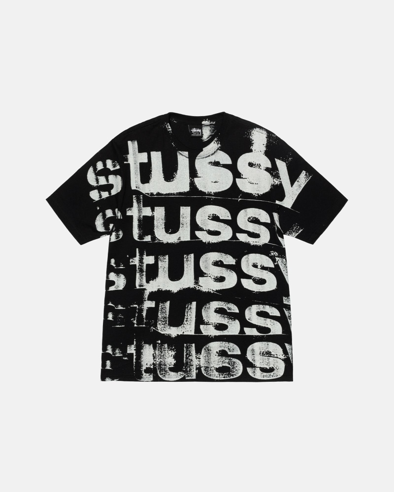 Stussy Stamp Men\'s T Shirts Black | IL0000271