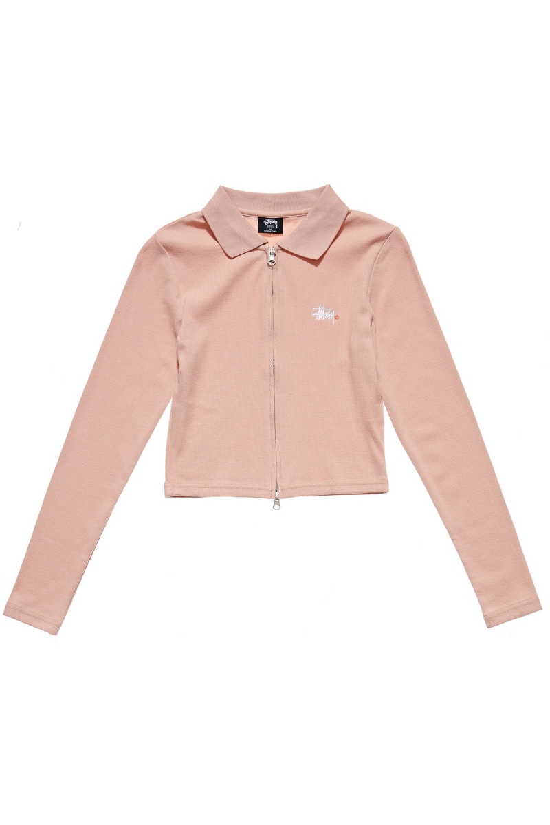 Stussy Stevens Zip Cardy Women\'s Sweatshirts Pink | IL0000955