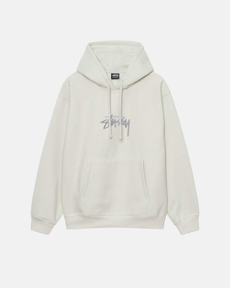 Stussy Stock Logo Applique Men\'s Hoodies Grey | IL0000078