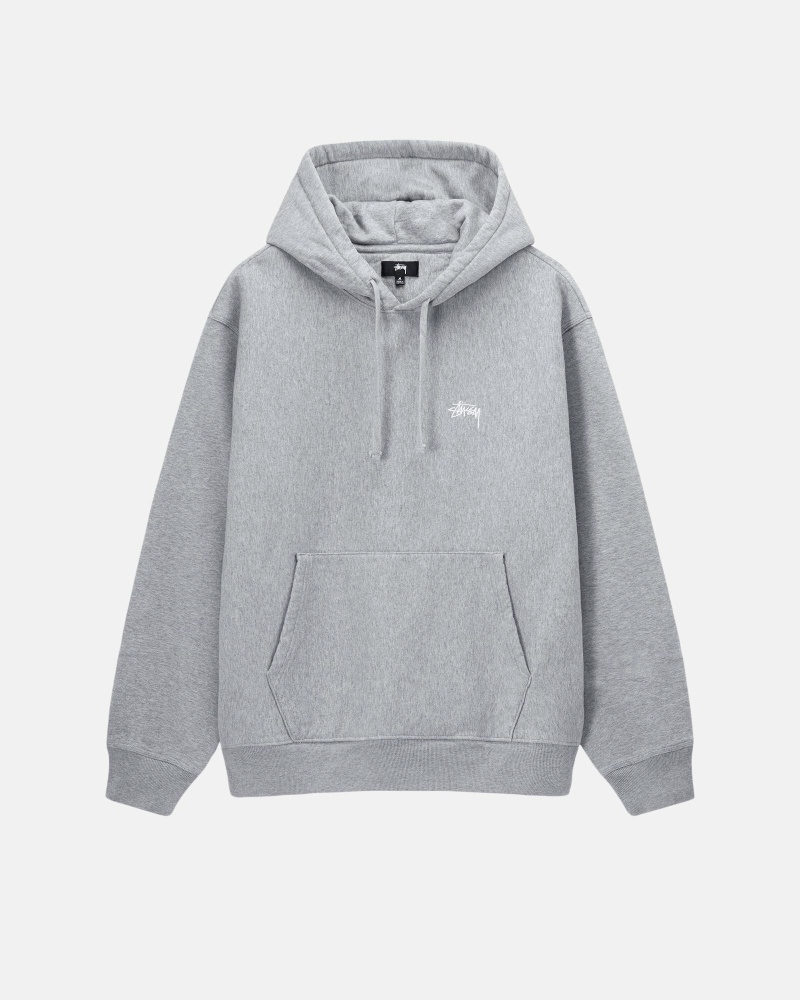 Stussy Stock Logo Men\'s Hoodies Grey | IL0000077