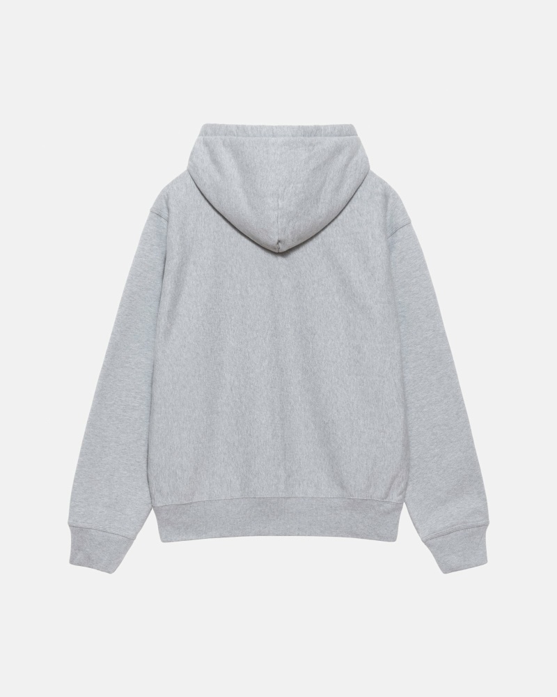 Stussy Stock Logo Zip Men's Hoodies Grey | IL0000084