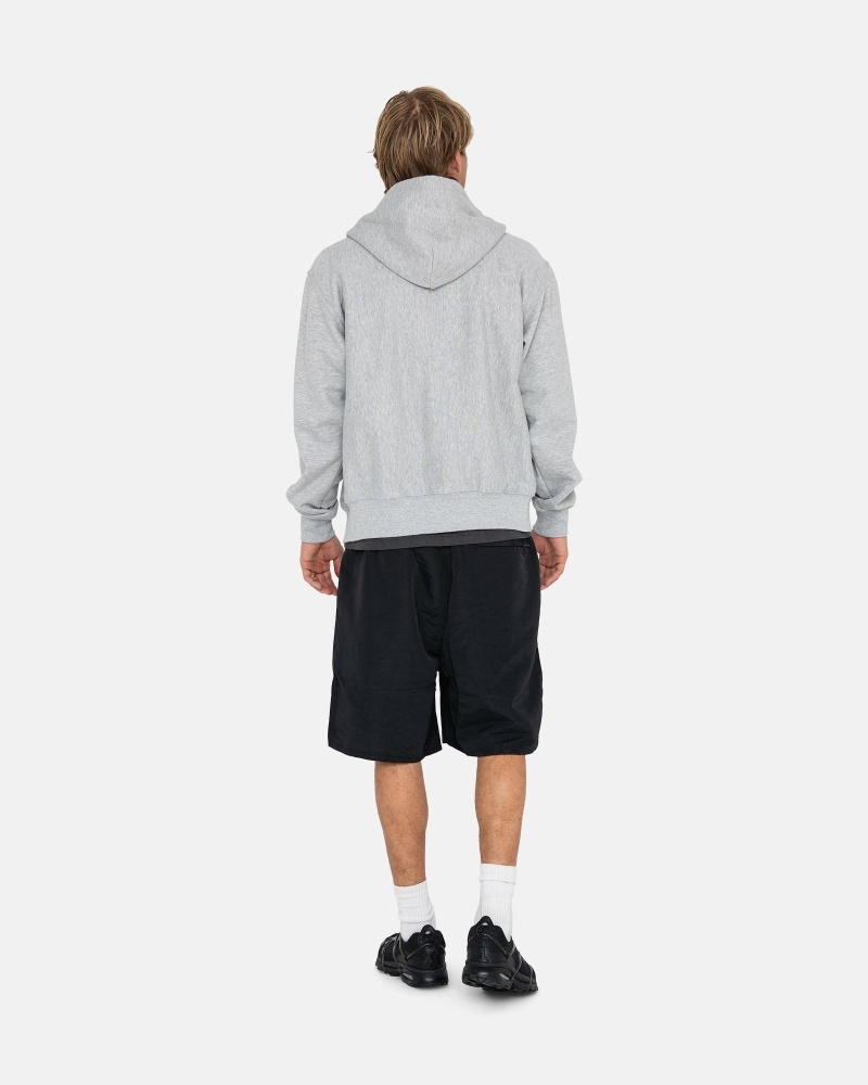 Stussy Stock Logo Zip Men's Hoodies Grey | IL0000084