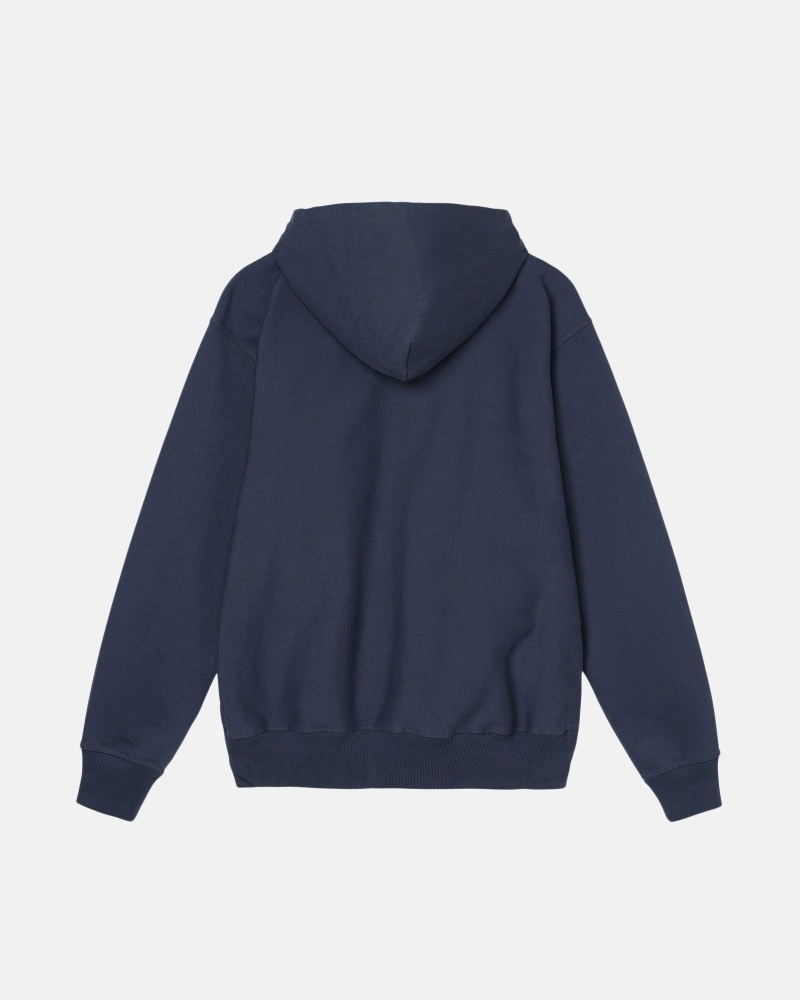 Stussy Stock Logo Zip Men's Hoodies Navy | IL0000082