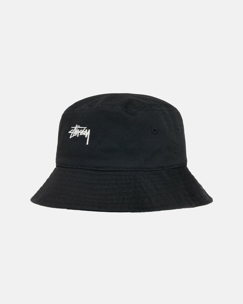 Stussy Stock Men's Bucket Hats Black | IL0000482