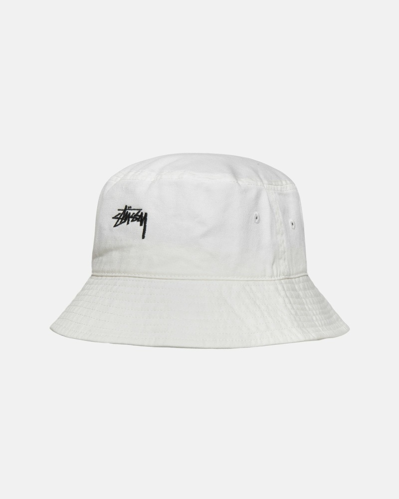 Stussy Stock Men's Bucket Hats White | IL0000481