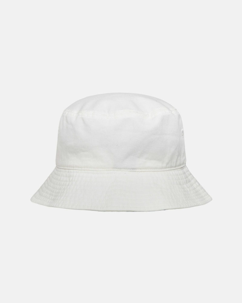 Stussy Stock Men's Bucket Hats White | IL0000481