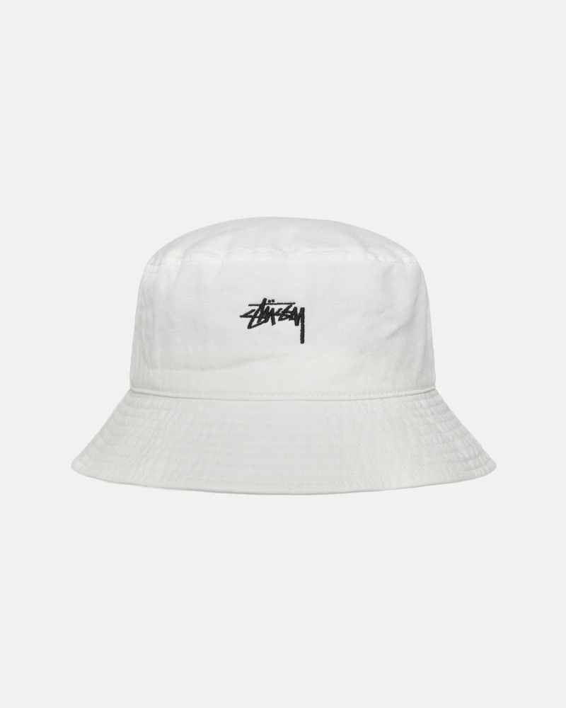 Stussy Stock Men\'s Bucket Hats White | IL0000481