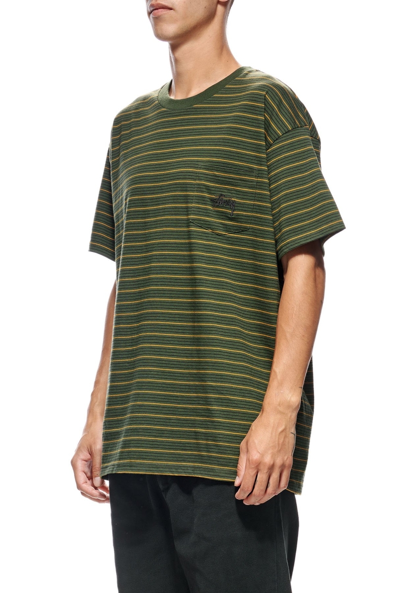 Stussy Stock Pocket SS Men's T Shirts Green | IL0000274