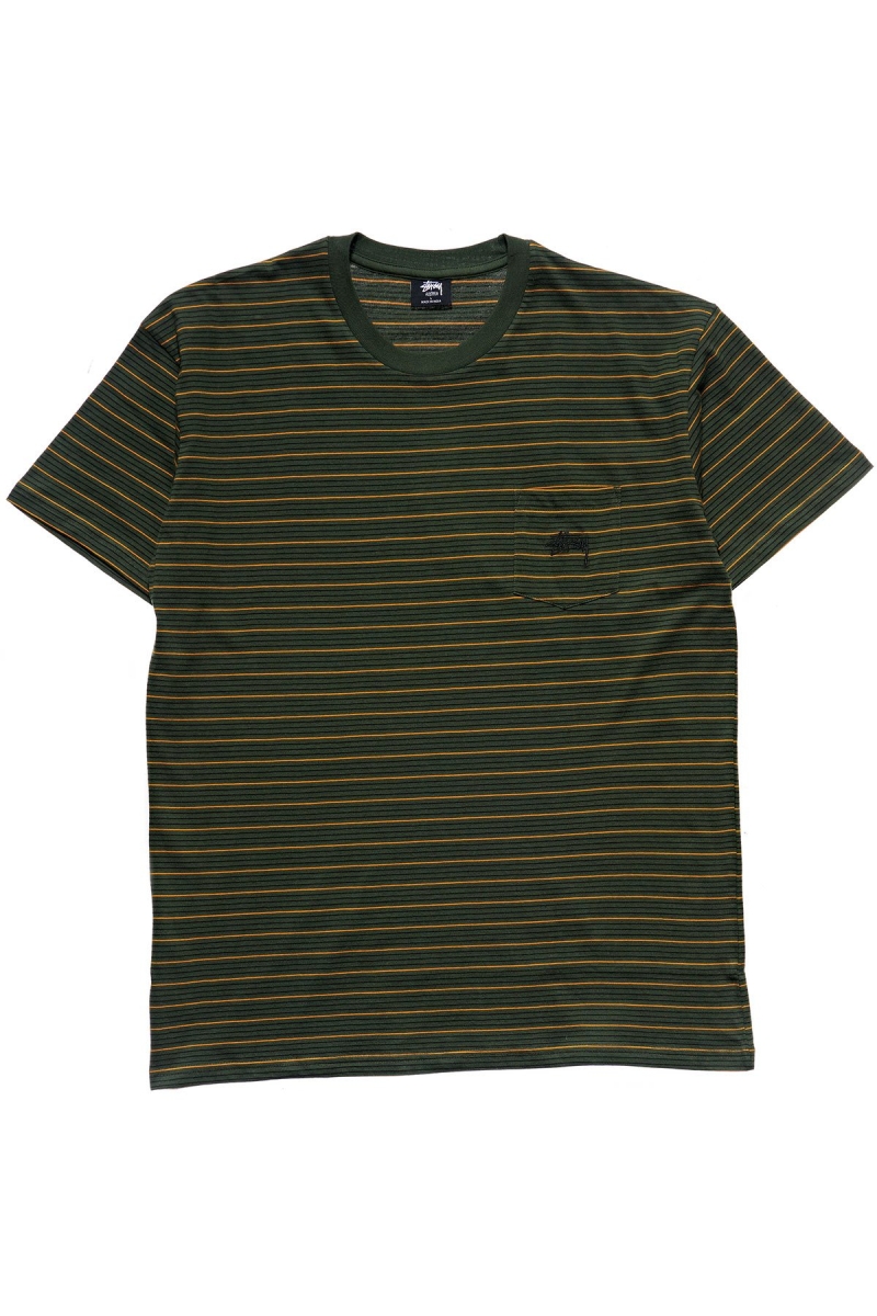 Stussy Stock Pocket SS Men\'s T Shirts Green | IL0000274