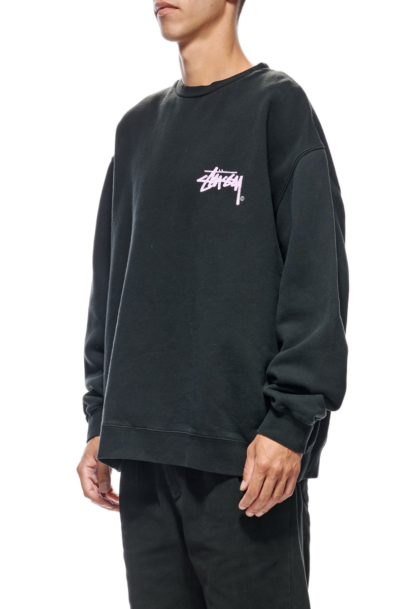 Stussy Stock Shadow Crew Men's Sweaters Black | IL0000852