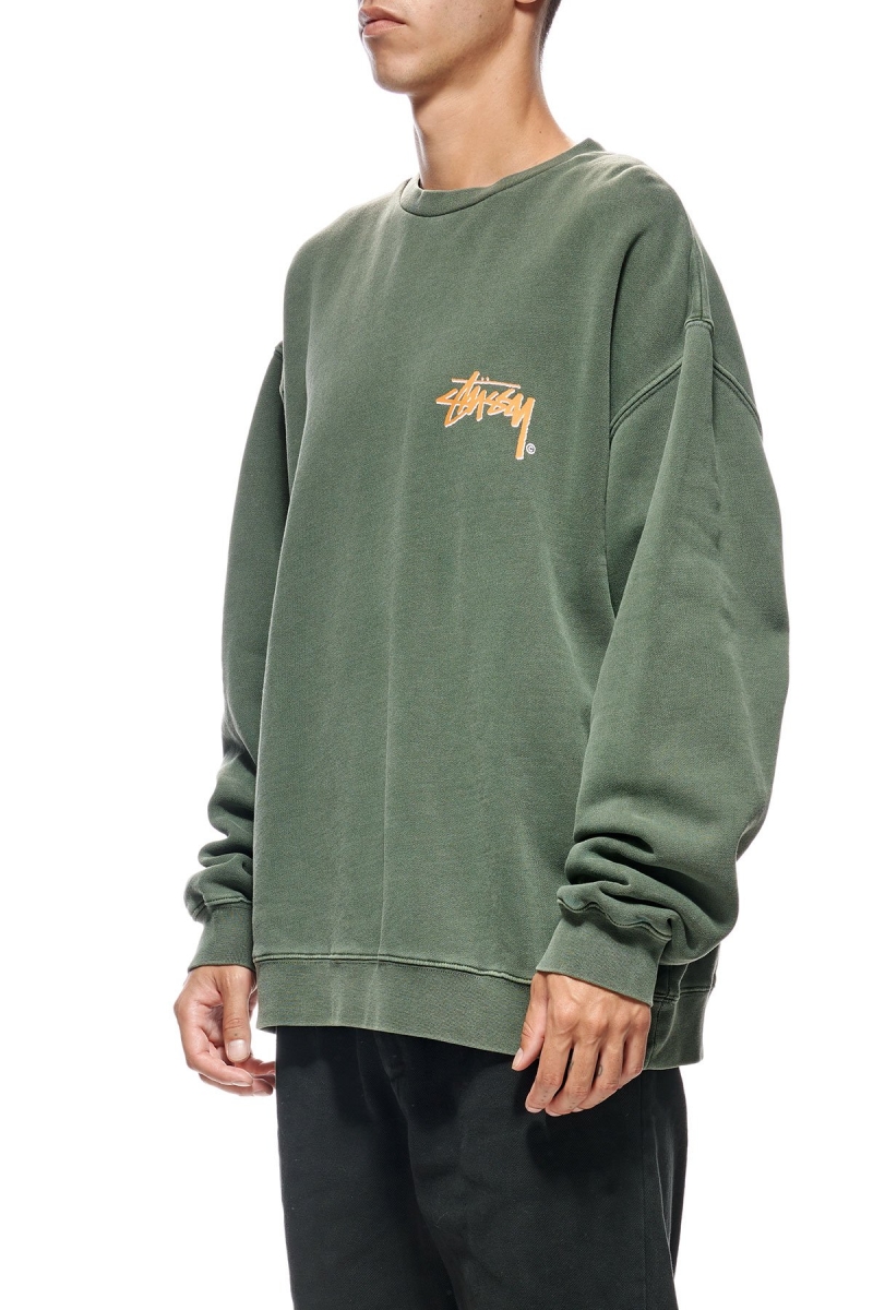 Stussy Stock Shadow Crew Men's Sweaters Green | IL0000854