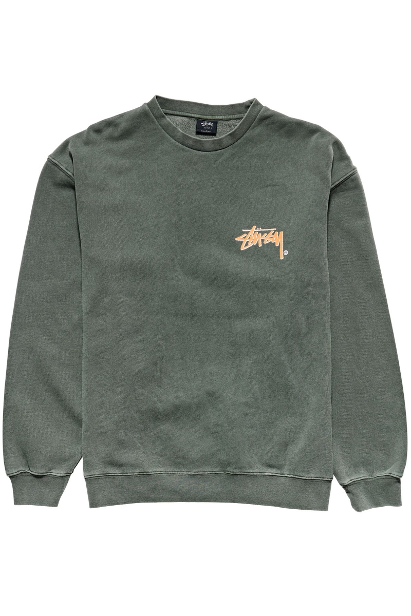 Stussy Stock Shadow Crew Men\'s Sweaters Green | IL0000854