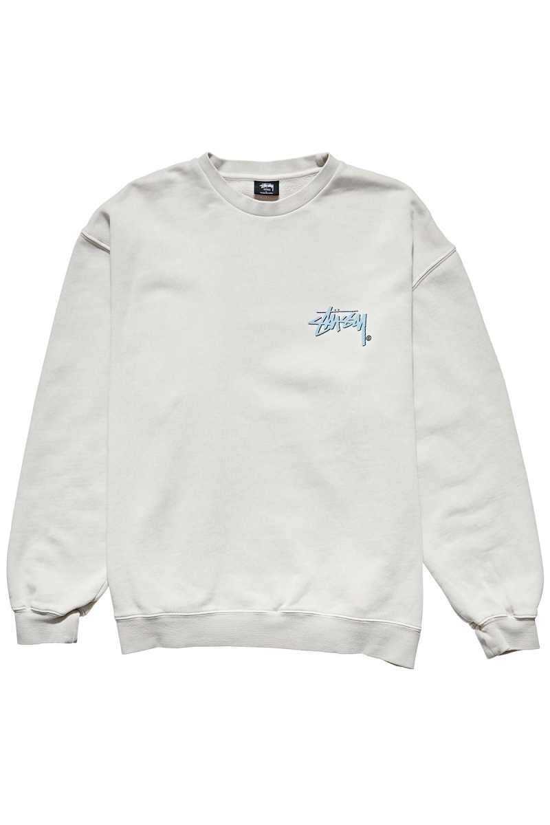 Stussy Stock Shadow Crew Men\'s Sweaters White | IL0000855