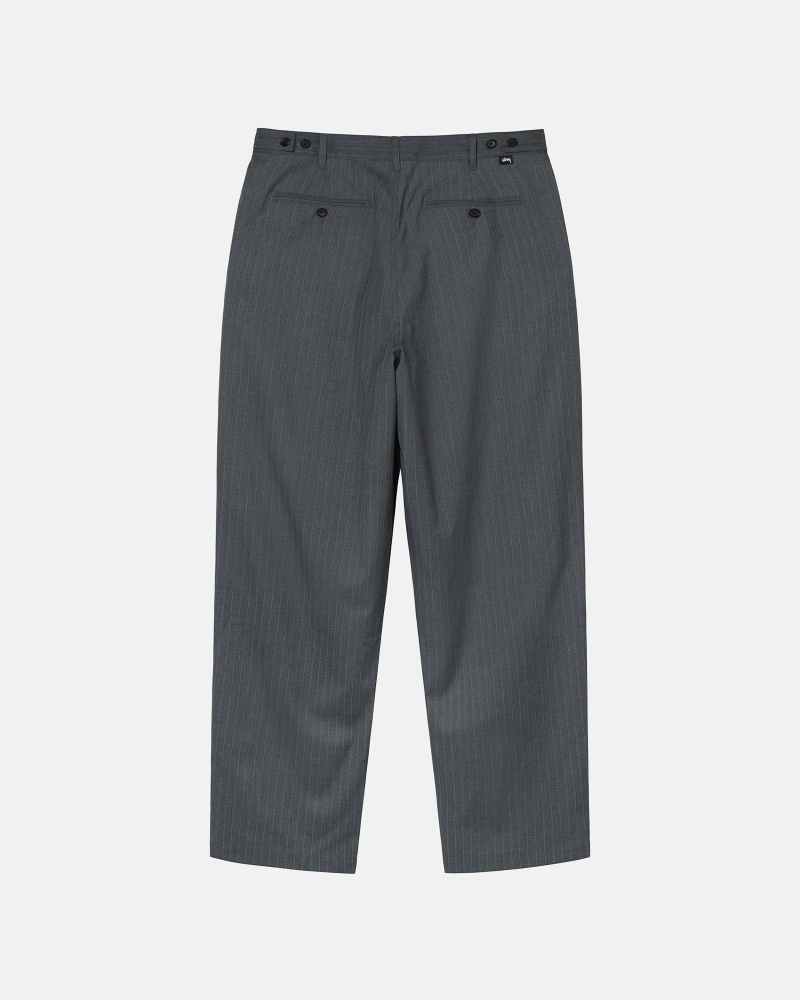 Stussy Stripe Volume Pleated Trouser Men's Pants Grey | IL0000599