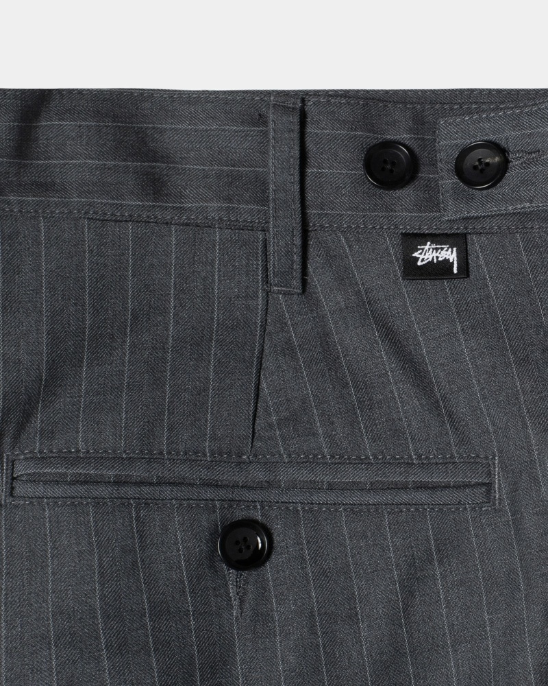 Stussy Stripe Volume Pleated Trouser Men's Pants Grey | IL0000599