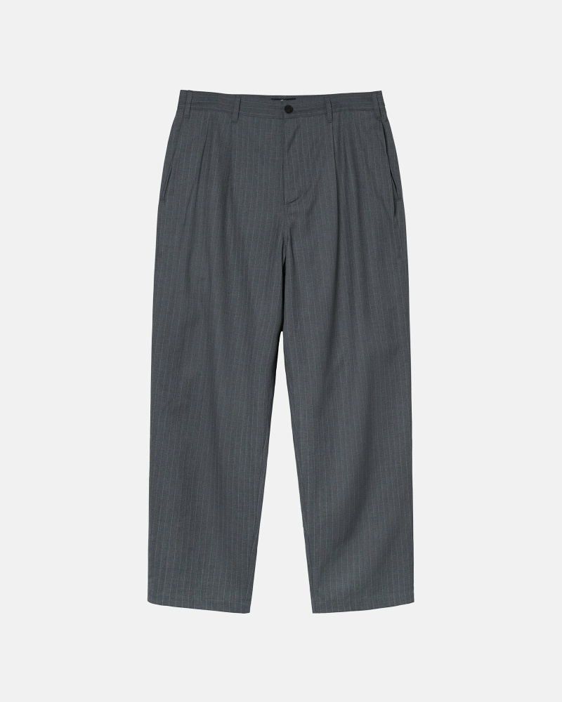 Stussy Stripe Volume Pleated Trouser Men\'s Pants Grey | IL0000599