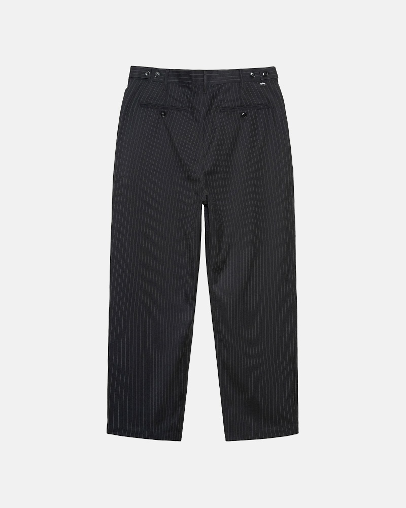 Stussy Stripe Volume Pleated Trouser Men's Pants Black | IL0000600