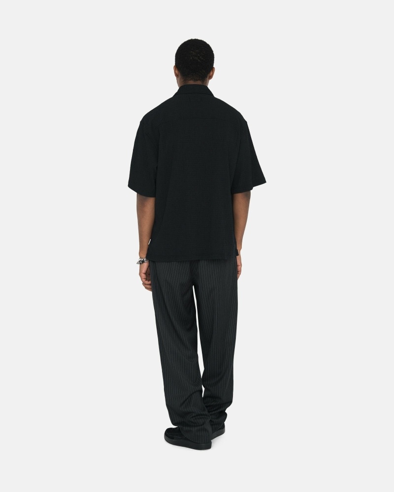 Stussy Stripe Volume Pleated Trouser Men's Pants Black | IL0000600