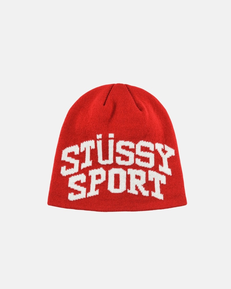 Stussy Stussy Sport Jacquard Skullcap Men\'s Hats Red | IL0000499