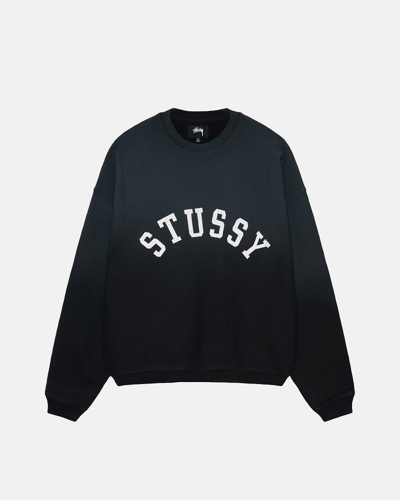 Stussy Sun Faded Oversized Crew Men\'s Hoodies Black | IL0000086