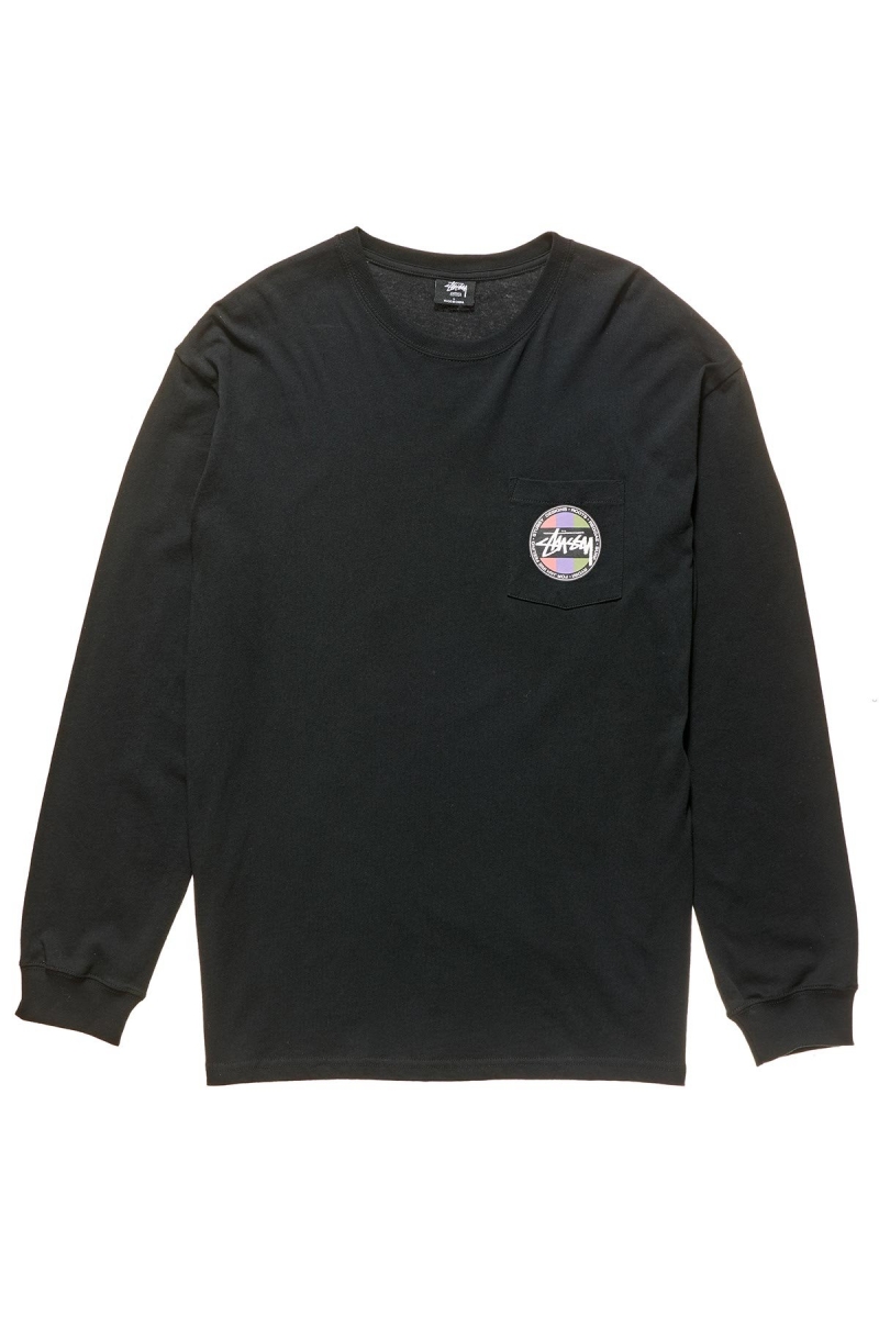 Stussy Surf Dot Pocket Tee Men\'s Sweatshirts Black | IL0000957