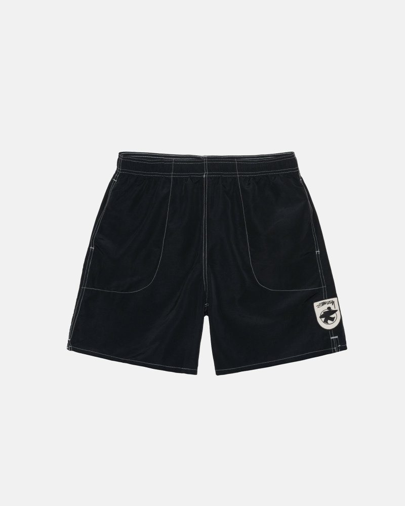 Stussy Surfman Patch Men\'s Shorts Black | IL0000704