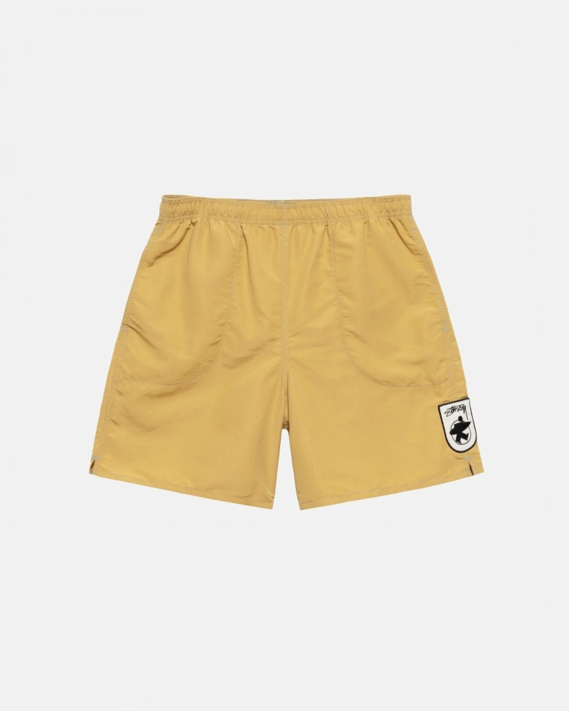 Stussy Surfman Patch Men\'s Shorts Dark Yellow | IL0000705