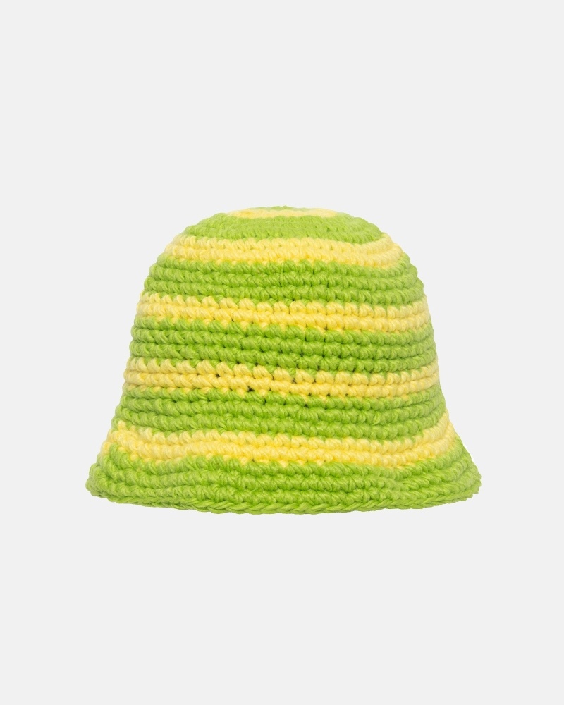 Stussy Swirl Knit Men's Bucket Hats Light Green | IL0000500