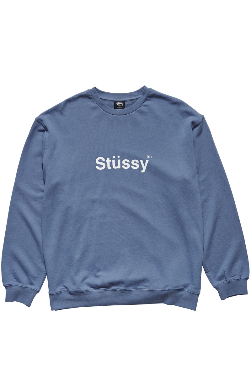 Stussy Text Crew Men\'s Sweaters Blue | IL0000856