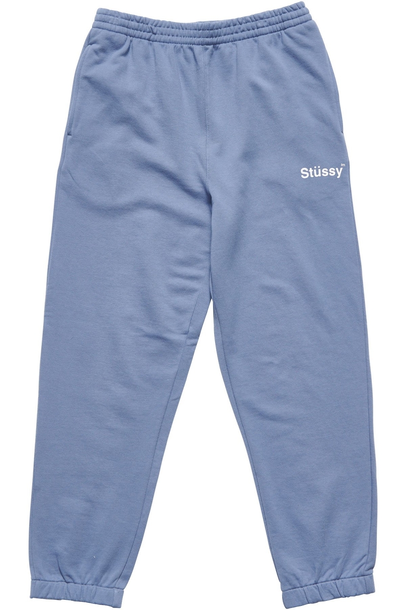 Stussy Text Fleece Men\'s Track Pants Blue | IL0001006