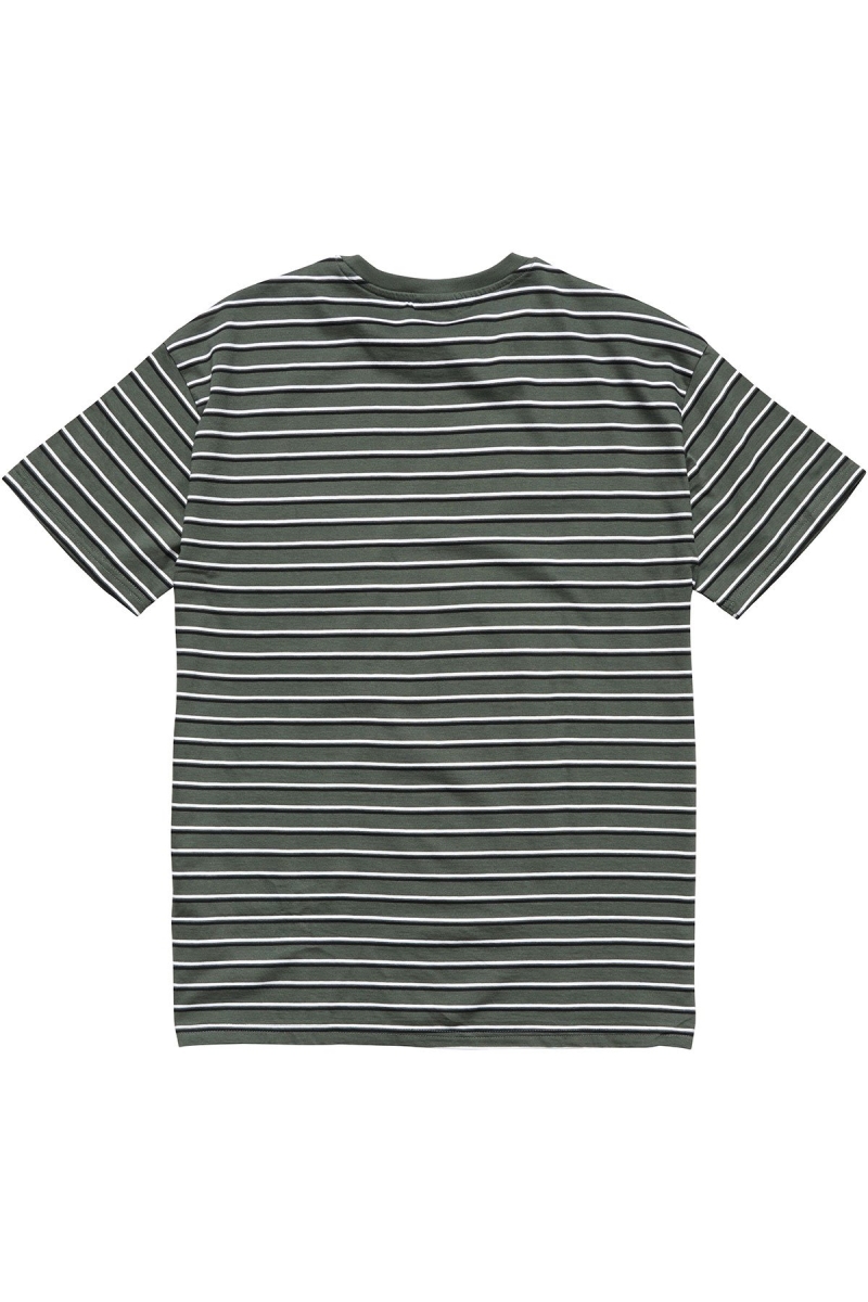 Stussy Text Pocket Stripe Men's T Shirts Green | IL0000276