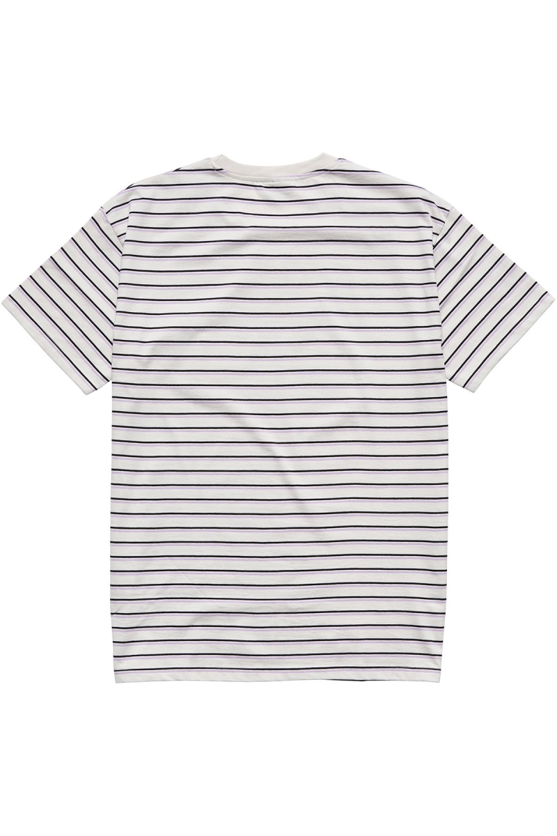 Stussy Text Pocket Stripe Men's T Shirts White | IL0000277