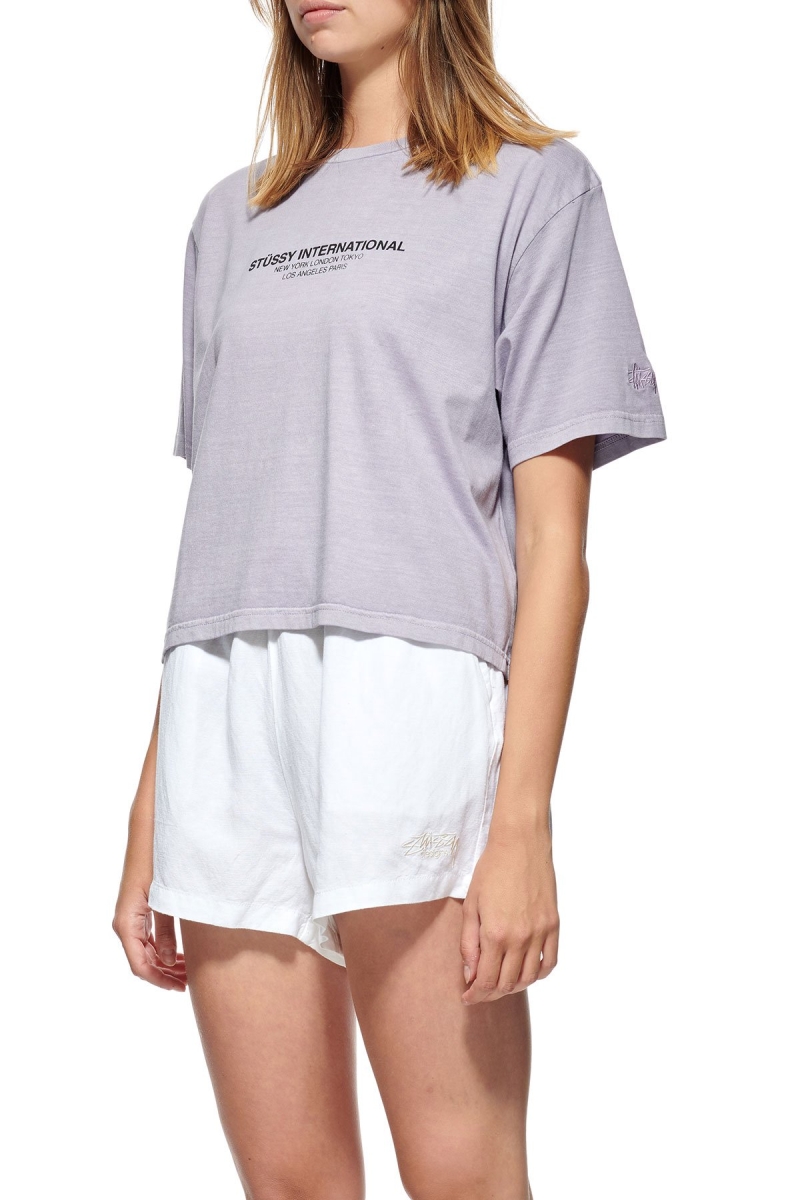 Stussy Text Waisted OS Tee Women's Sportswear Grey | IL0000797